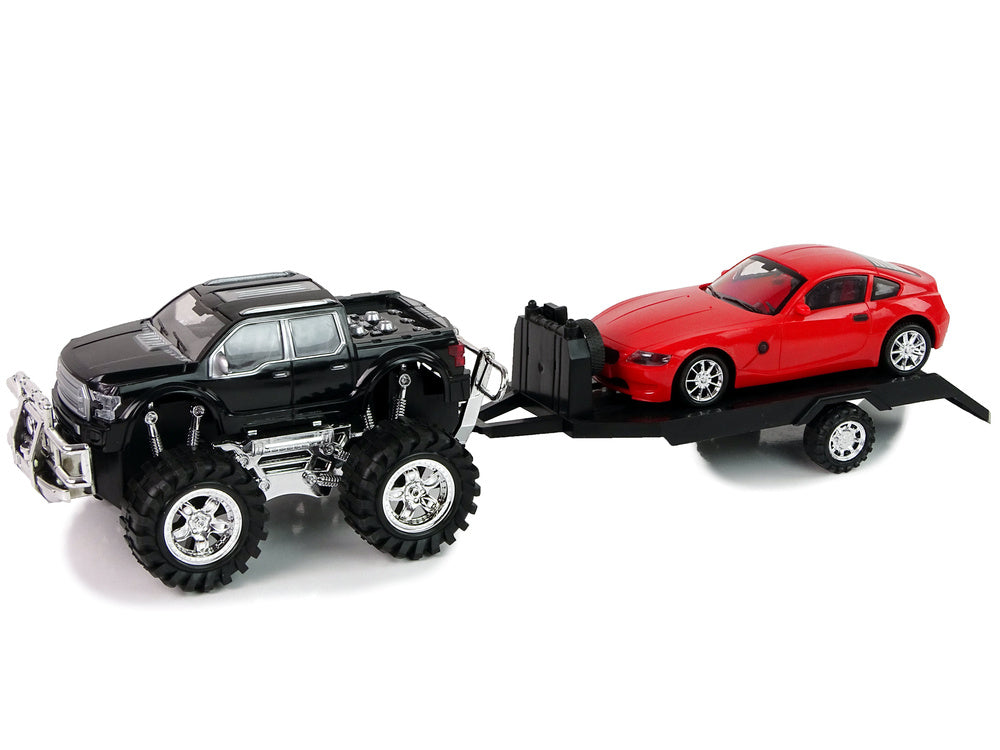 Komplet vozila Crni Monster Truck + Bijeli BMW  - 58 cm