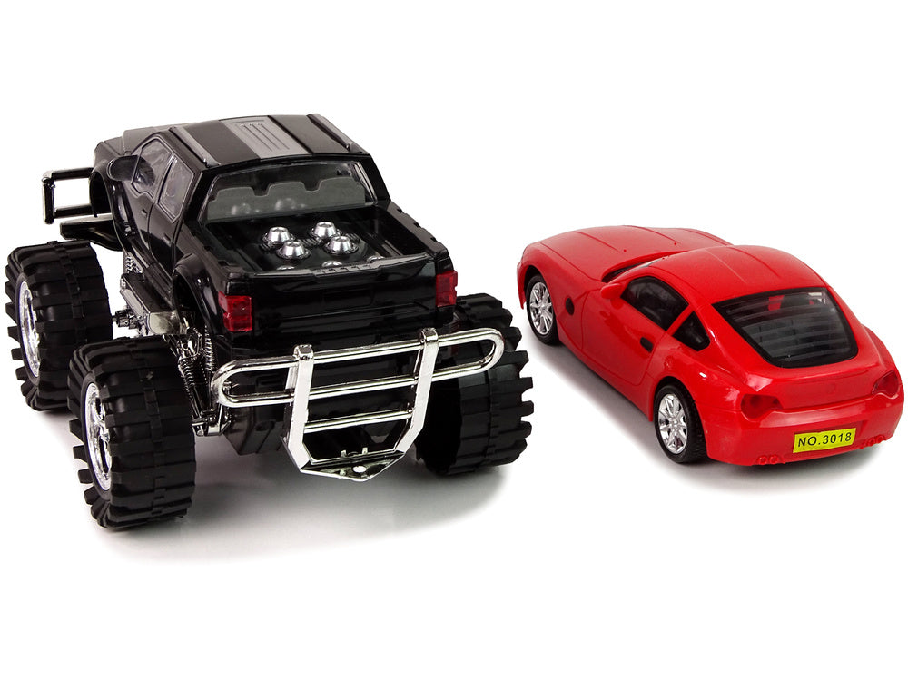 Komplet vozila Crni Monster Truck + Bijeli BMW  - 58 cm