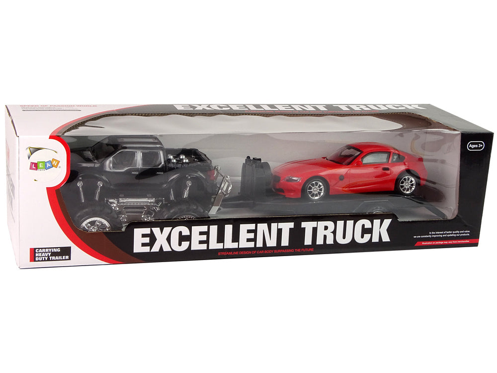 Komplet vozila Crni Monster Truck + Bijeli BMW  - 58 cm