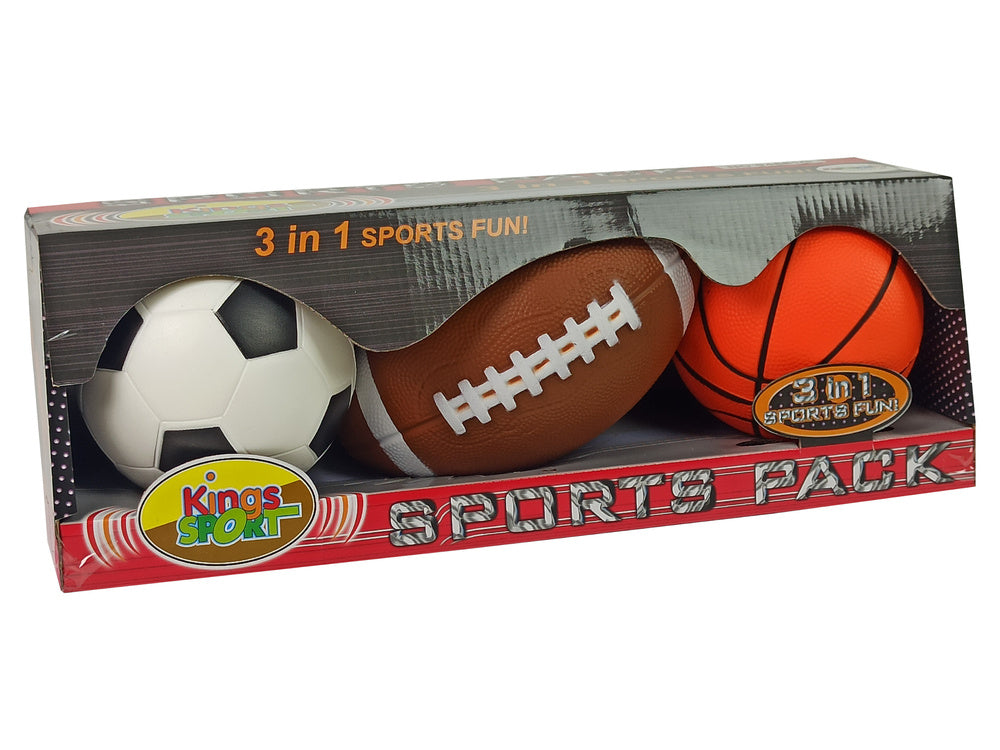 Komplet mekanih sportskih lopti 3u1 - košarka, nogomet, ragbi