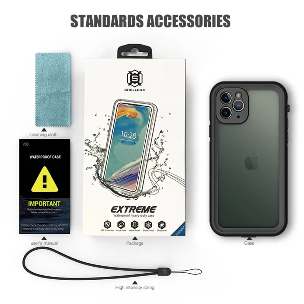 ShellBox – Vodootporna IP68 360° MagSafe maska za iPhone 14 Pro Max – Crna