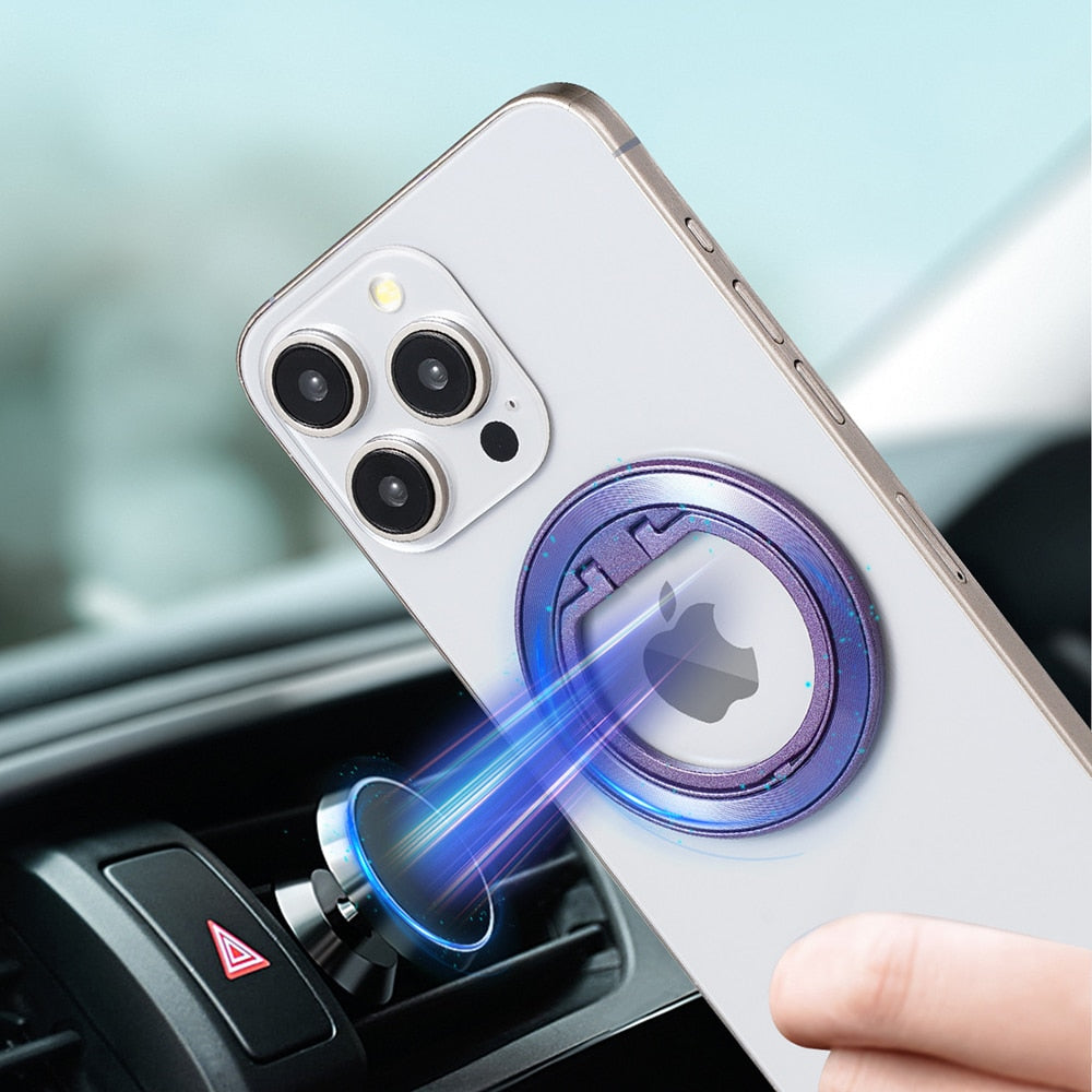 Techsuit – MagSafe telefonski prsten (MPR2) – Okrugli oblik- aluminijska legura – Srebrna/ružičasta