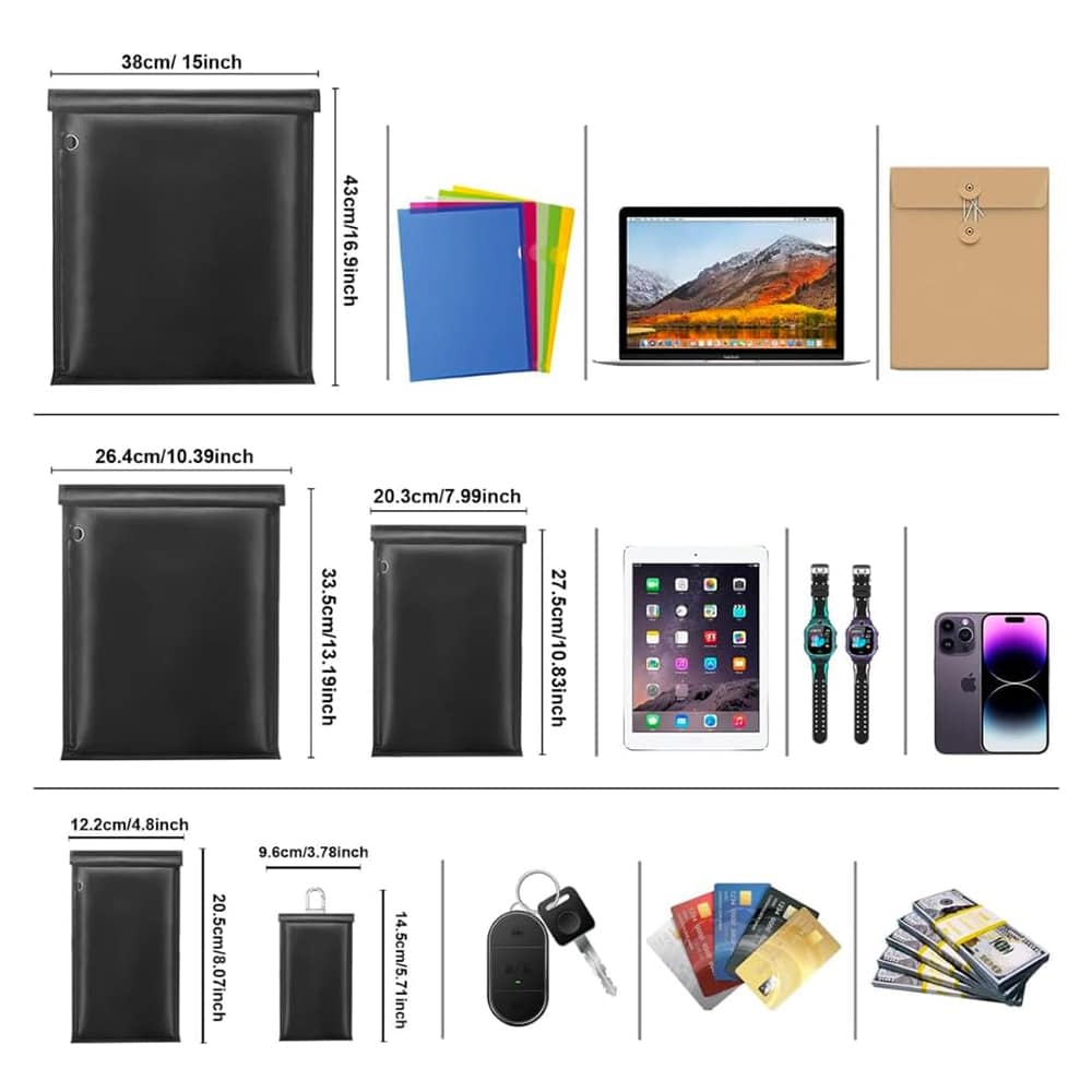 Techsuit - RFID torba protiv krađe - za ključeve - novac i kartice - vatrootporna - vodootporna- EMF Blocker- 20x12cm - crna