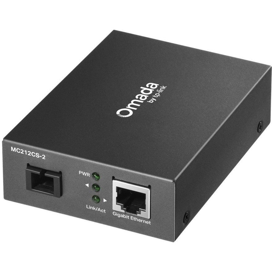 TP-Link Omada MC212CS-2 mrežni medijski pretvarač 1000 Mbit/s 1550 nm Jednomodni Crno