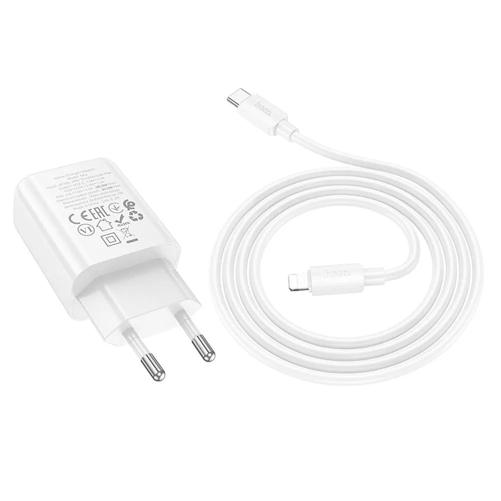 Hoco USB-C QC PD 30W zidni punjač za telefon + USB C na Lightning kabel N62 bijeli