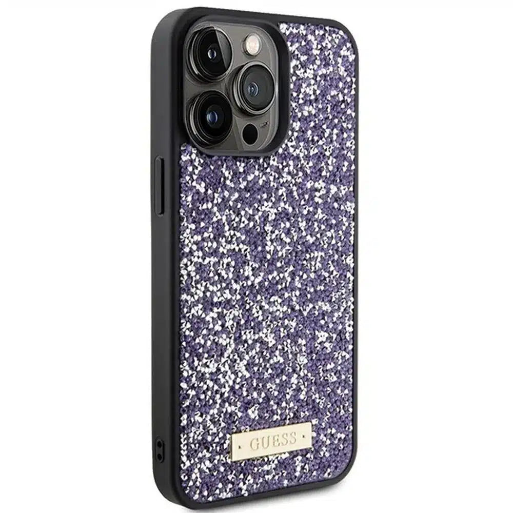 Originalna GUESS Hardcase GUHCP15XPFGSBSP torbica za iPhone 15 Pro Max (Rhinestone Metal Logo / svijetlo roza)