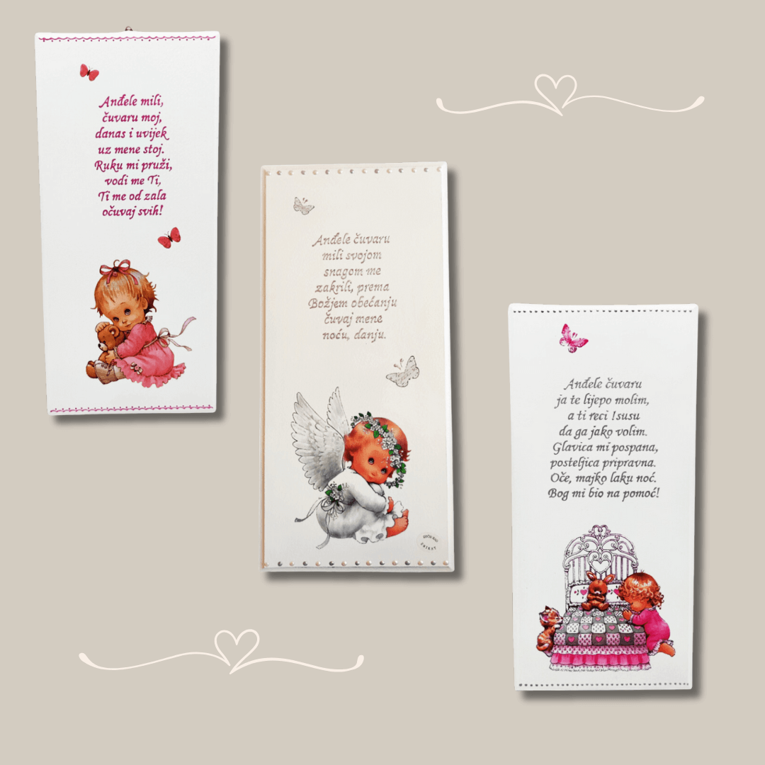 Egyedi fa képek imádsággal Őrangyalhoz - ajándék születésre, keresztelőre vagy születésnapra
