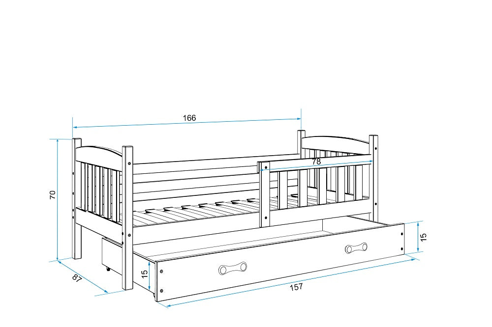 Krevet BMS Kubus + ladica 160x80 cm, GRF