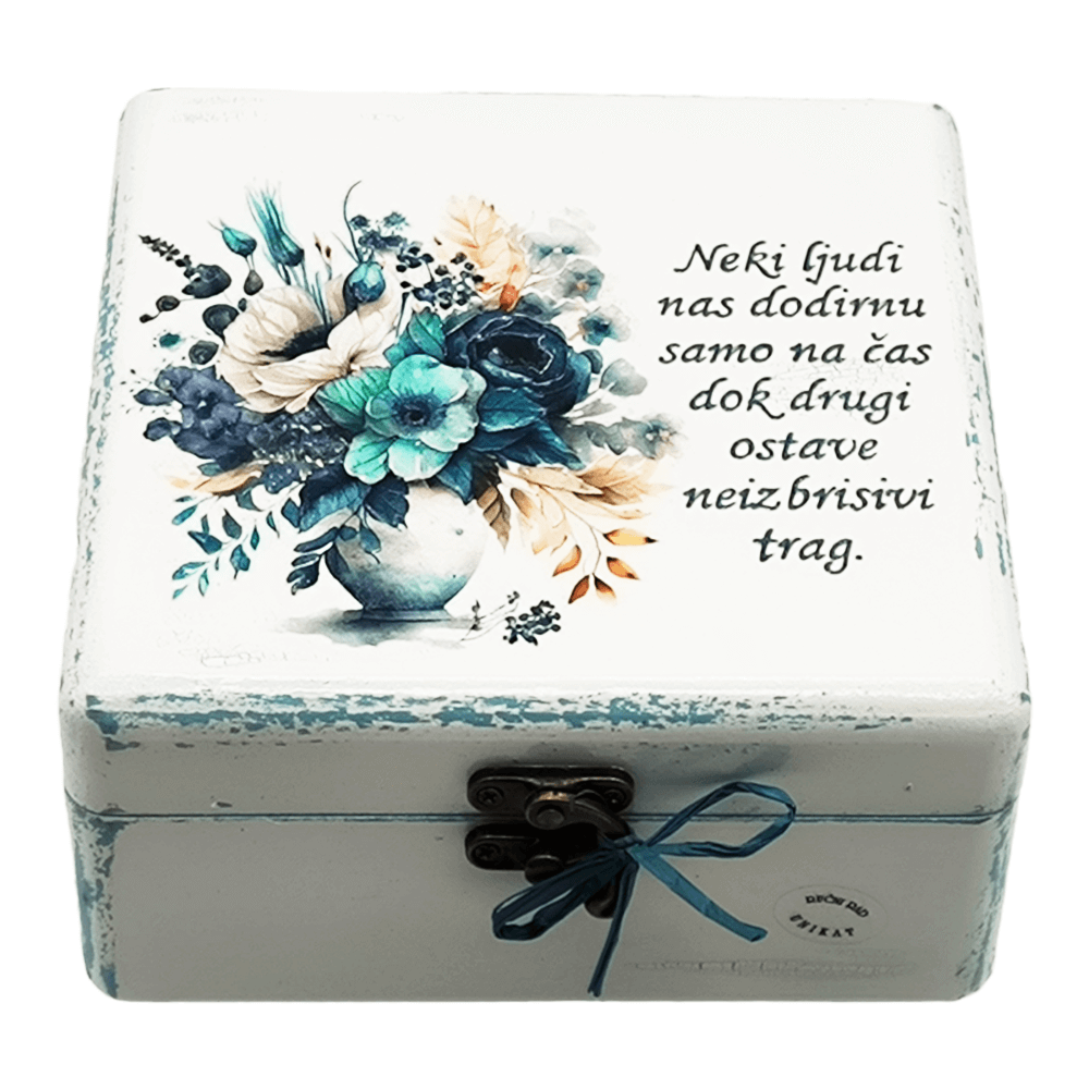 💙 Unikatna kutija za uspomene s plavim ružama i inspirativnom porukom – Poklon s elegancijom 💙 Š165187