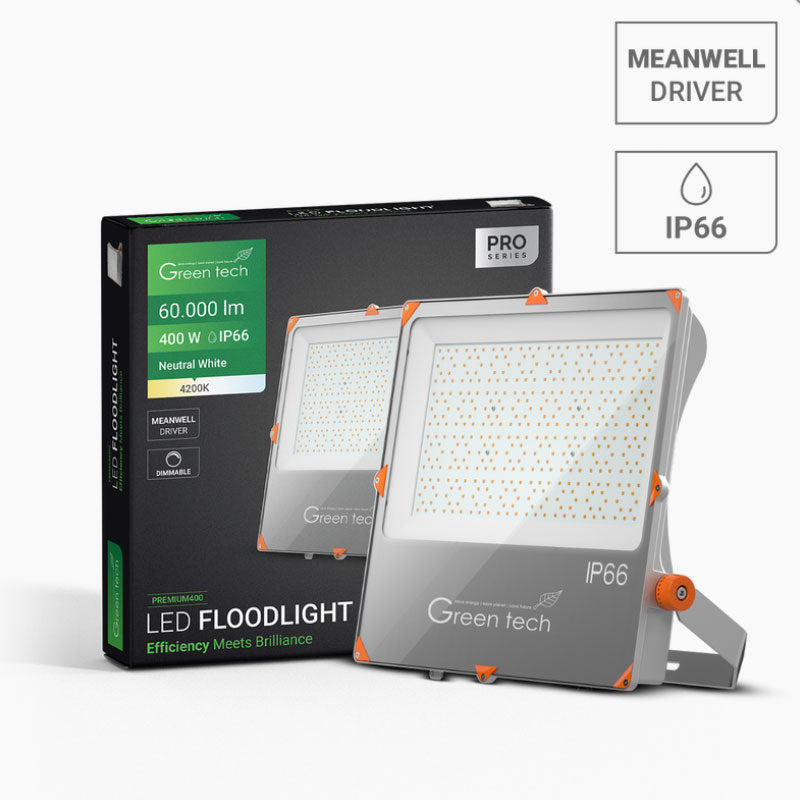 Premium LED reflektor Green Tech, 400W, 150LM/W 4200K, IP66 Meanwell XLG