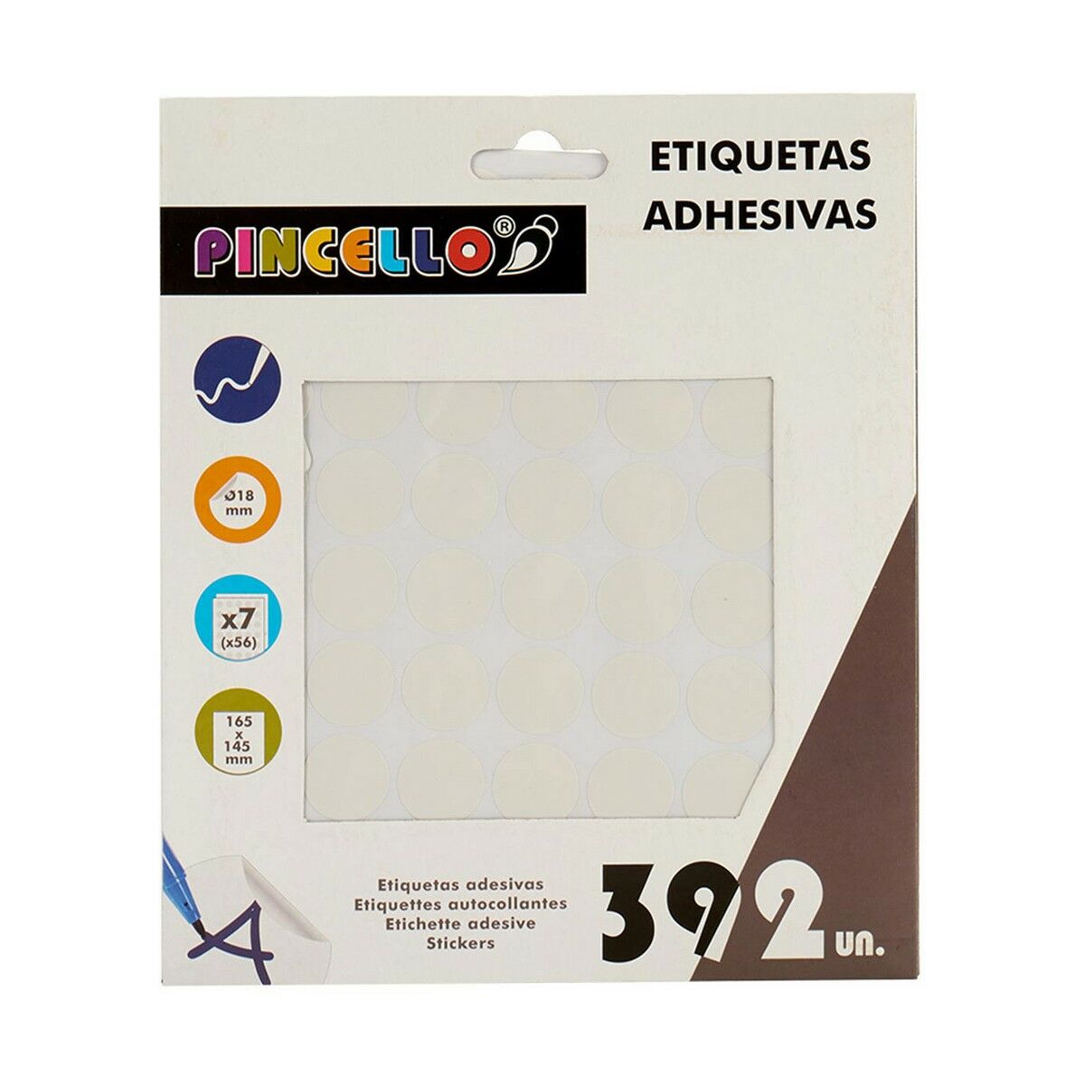 Samoljepljive naljepnice Pincello Bijela Ø 18 mm 17 x 4 x 19,5 cm (12 kom.)
