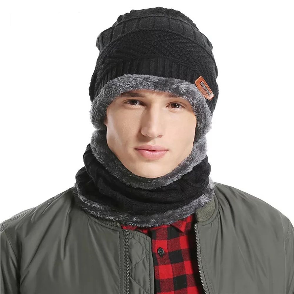 Kapa és sál szett téli férfi