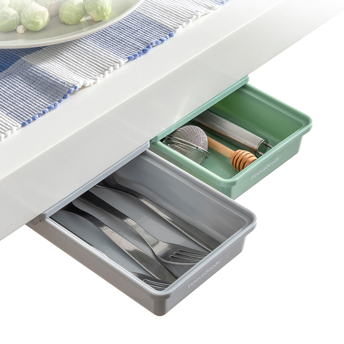 Set dodatnih ljepljivih ladica za stol Underalk InnovaGoods Paket od 2 kom.