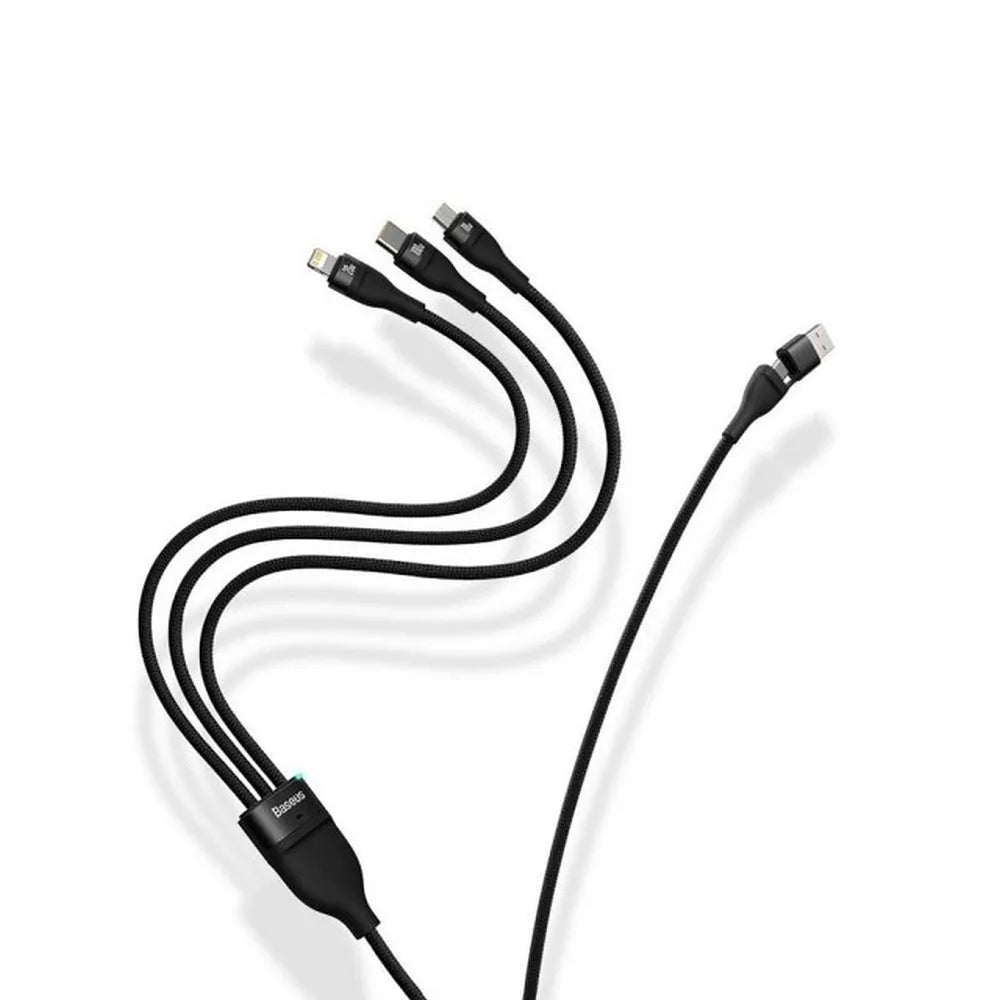 BASEUS USB kabel 3u1 Flash Series II USB A to Micro + Lightning 8-pin + Type C 100W 1.2m plavi