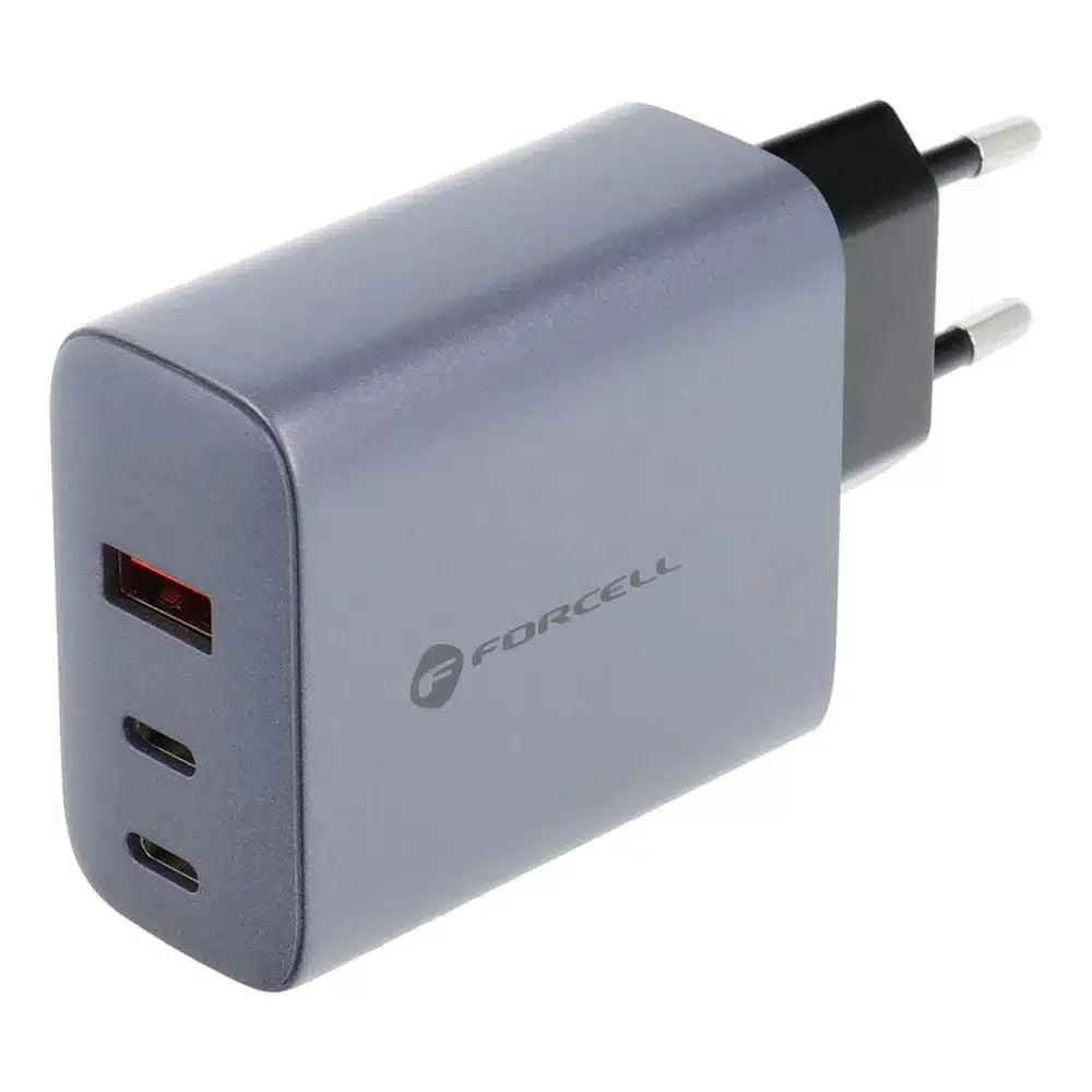 Forcell F-Energy GaN mrežni punjač - 65 W s priključcima: 2x USB C i USB A s PD i QC 4.0 punjenjem