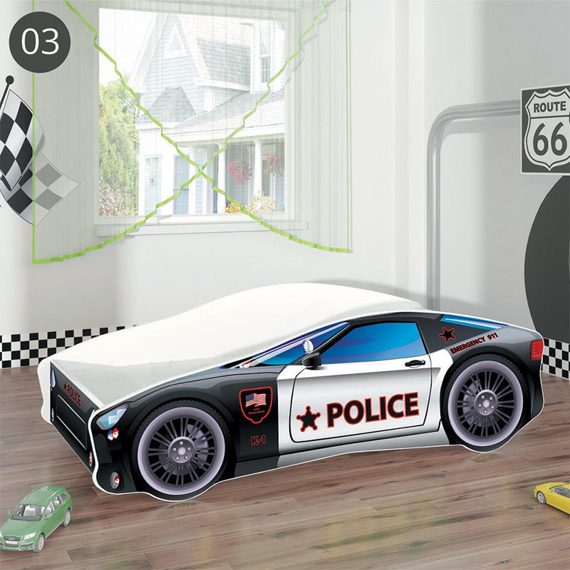 Dječji krevet ACMA Auto 180x80 cm 03 Policija crno-bijeli