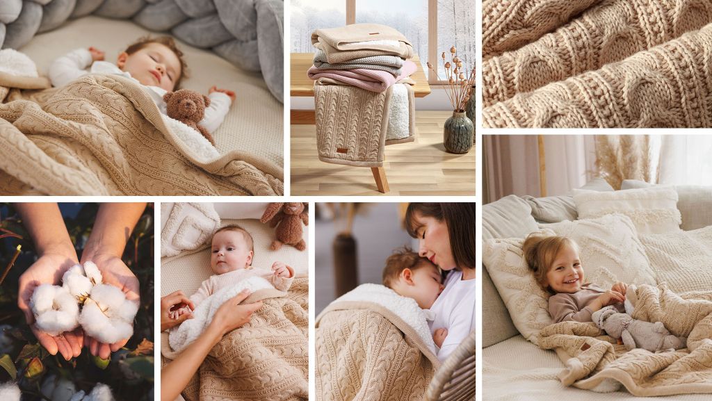BabyOno Pletena pamučna dekica obostrana 75x100 cm, roza