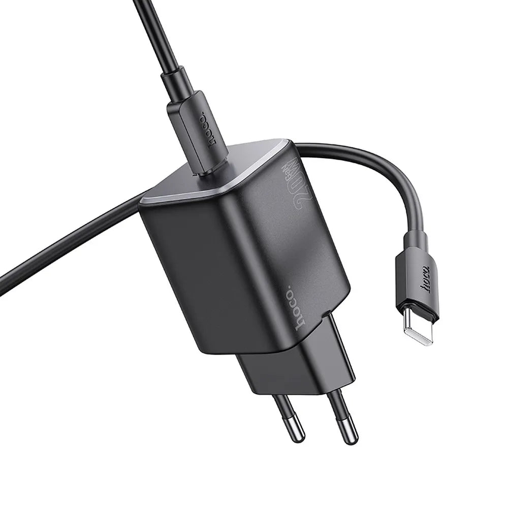 HOCO zidni punjač Type C + kabel Type C na Type C QC PD 20W N40 crni