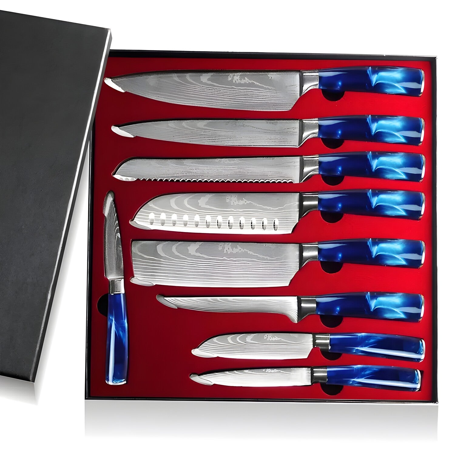Set kuhinjskih noževa s oštricama - 9 kom / Plava KP13829