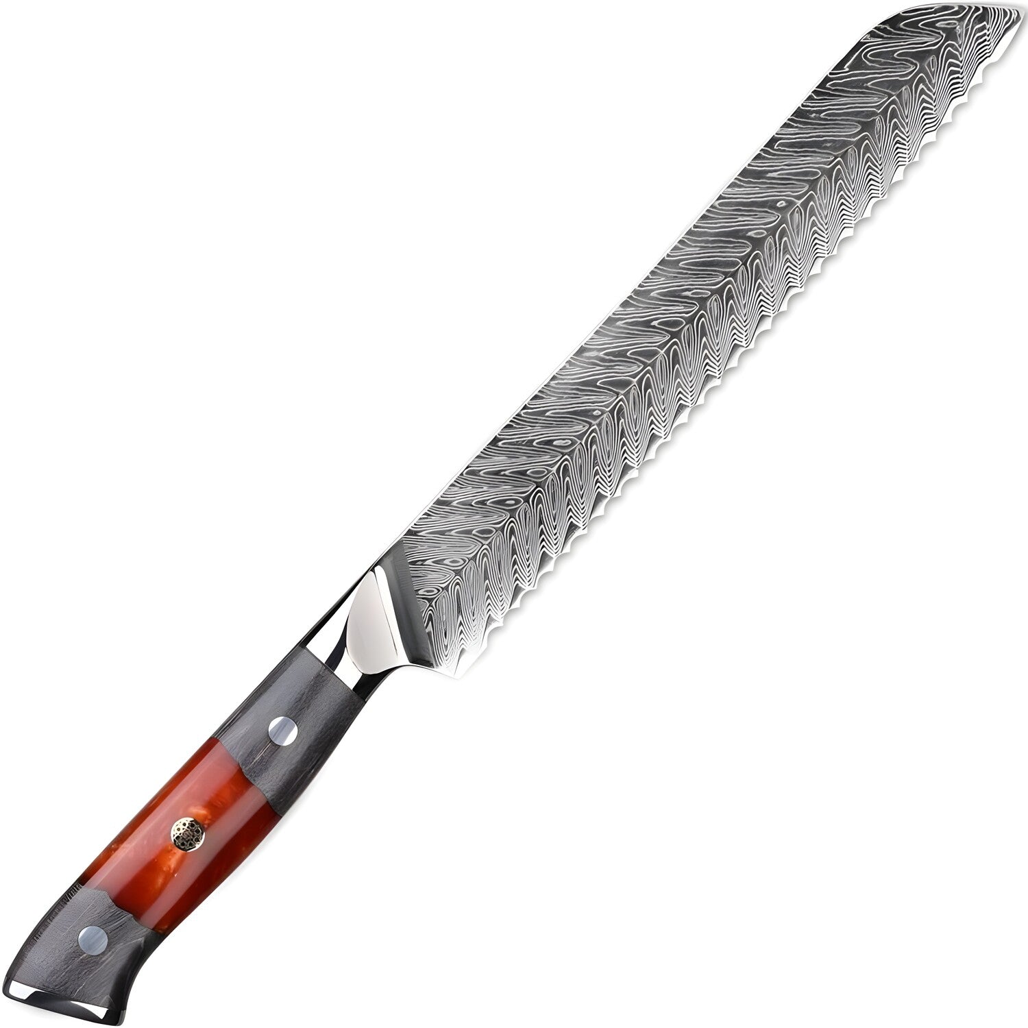 Damaskasti kuhinjski nož YA-37553 - Bread / Crvena / Siva KP37553