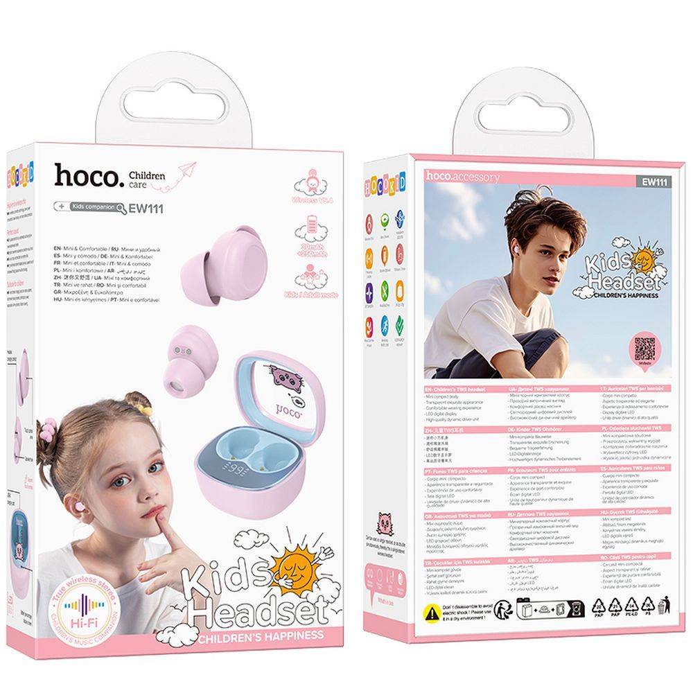 Dječje slušalice bežične Hoco EW111 pink boje