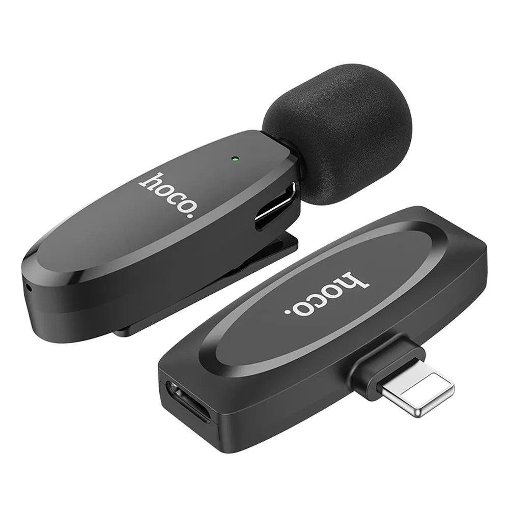 HOCO vezeték nélküli lavalier mikrofon iPhone Lightning 8-pin L15 fekete