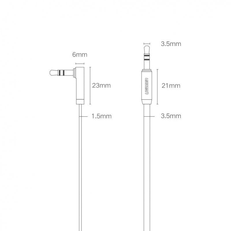 UGREEN 3.5 mm na 3.5 mm audio kabel kutni 1 m crni