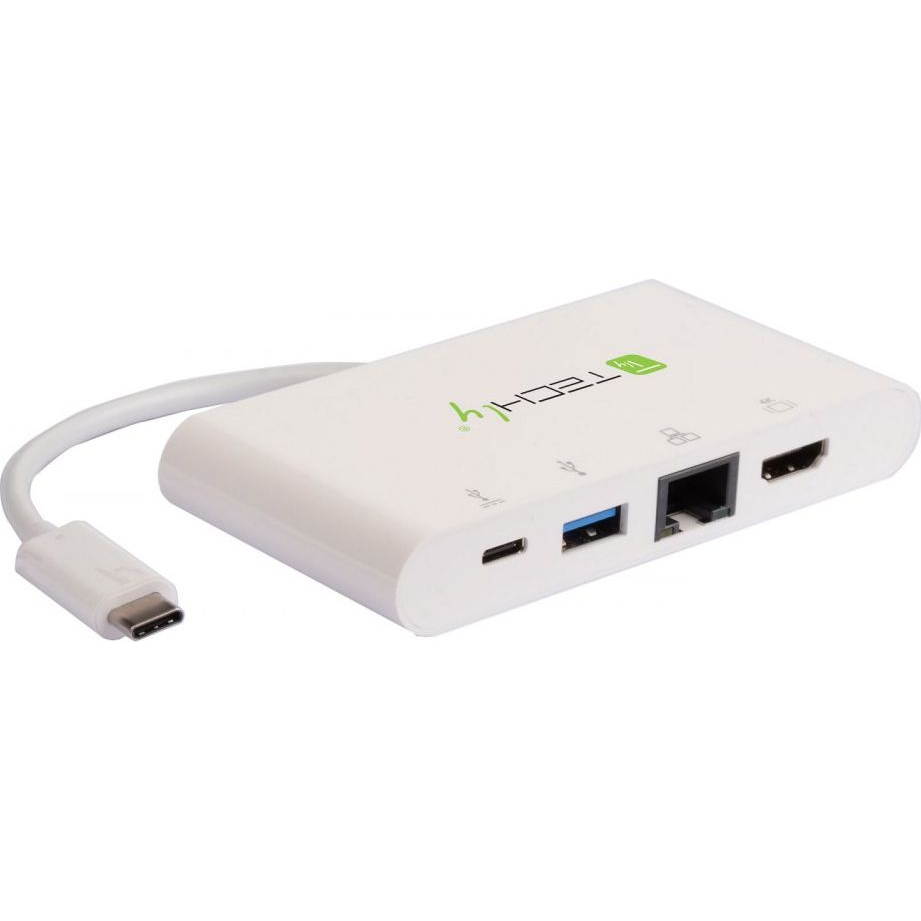 Techly IADAP USB31-DOCK1 priključna stanica i replikator porta za prijenosno računalo USB 3.2 Gen 1 (3.1 Gen 1) Type-C Bijelo