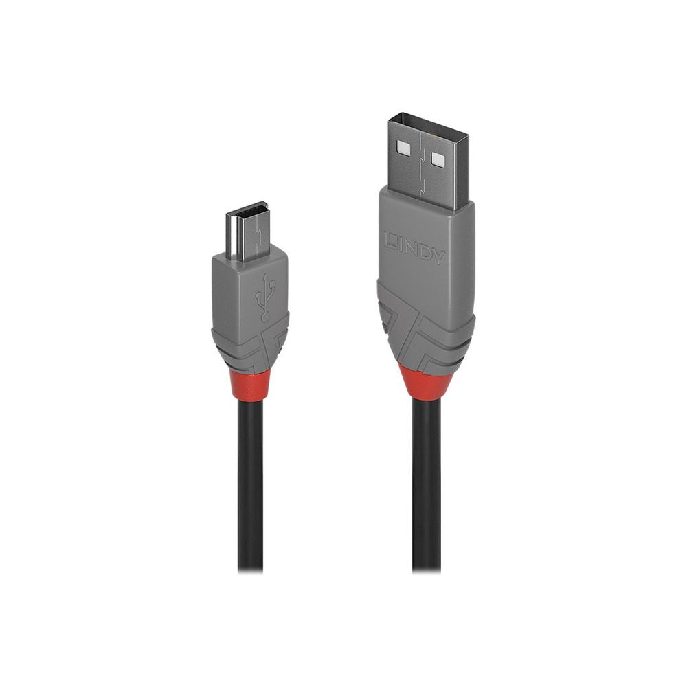Lindy 36722 USB kabel 1 m USB 2.0 USB A Mini-USB B Crno, Sivo