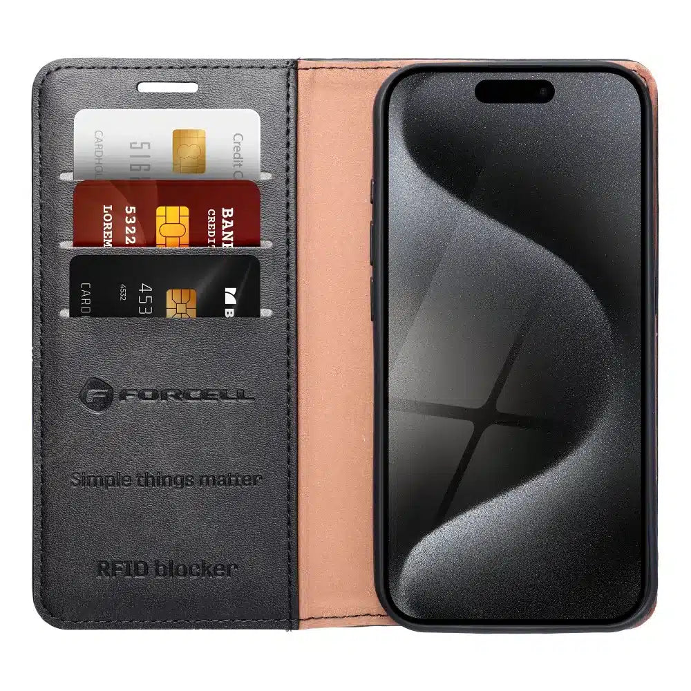 FORCELL F-PROTECT RFID Blocker preklopna futrola za iPhone 14 Pro crna