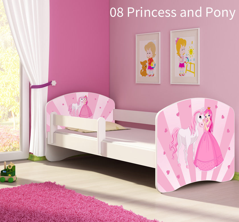 Dječji krevet ACMA s motivom, bočna bijela 160x80 cm 08 Princess with Pony