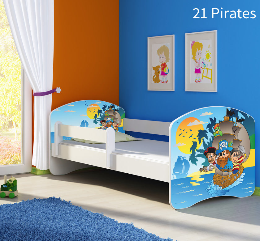 Dječji krevet ACMA s motivom, bočna bijela 140x70 cm 21 Pirates