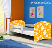 Dječji krevet ACMA s motivom, bočna bijela 140x70 cm 24 Orange Daisy