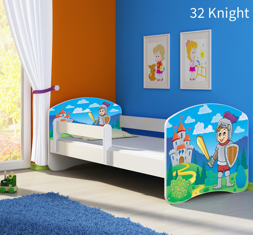 Dječji krevet ACMA s motivom, bočna bijela 180x80 cm 32 Knight