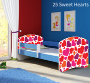 Dječji krevet ACMA s motivom, bočna plava 140x70 cm 25 Sweet hearts