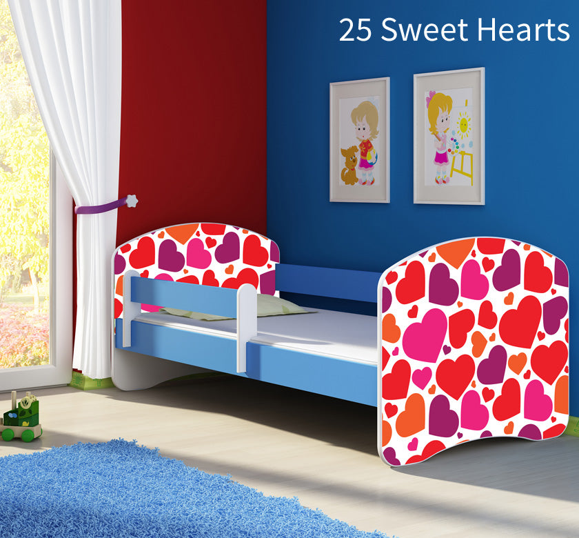 Dječji krevet ACMA s motivom, bočna plava 180x80 cm 25 Sweet hearts