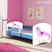 Dječji krevet ACMA s motivom, bočna plava 140x70 cm 43 Konjić