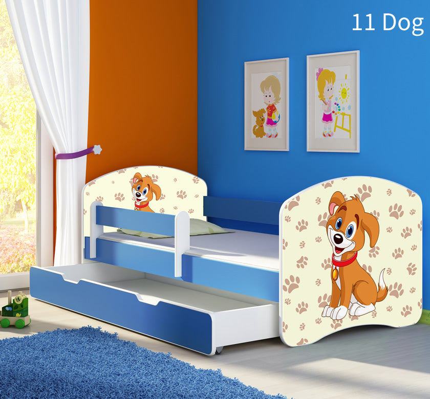 Dječji krevet ACMA s motivom, bočna plava + ladica 160x80 cm 11 Dog
