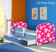 Dječji krevet ACMA s motivom, bočna plava + ladica 180x80 cm 23 Pink Daisy