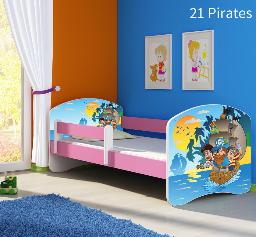 Dječji krevet ACMA s motivom, bočna roza 180x80 cm 21 Pirates