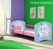 Dječji krevet ACMA s motivom, bočna roza 140x70 cm 26 Blue Elephant