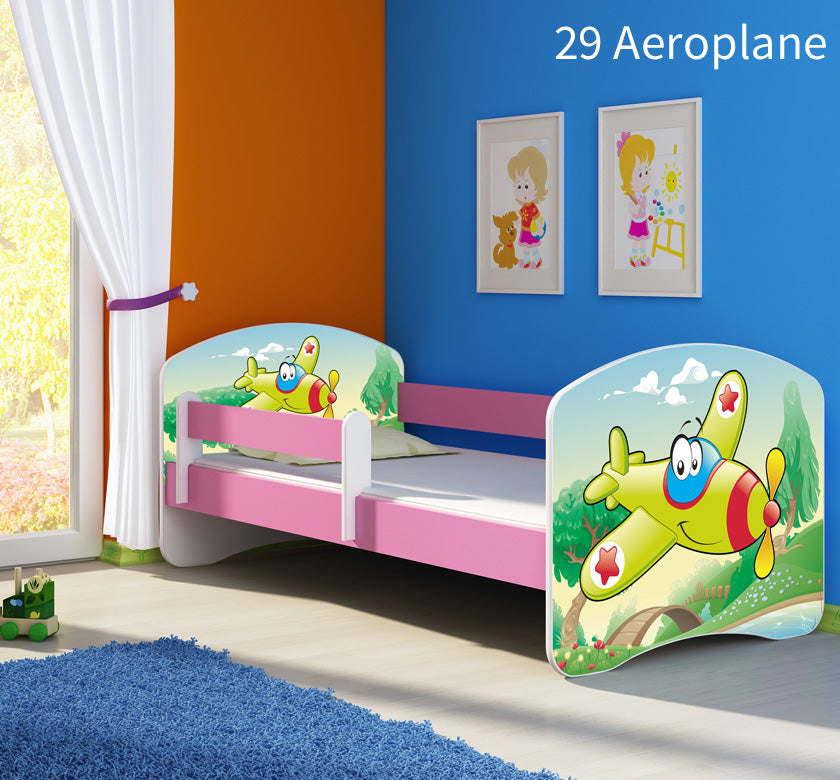 Dječji krevet ACMA s motivom, bočna roza 180x80 cm 29 Aeroplane