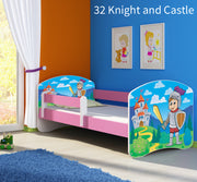 Dječji krevet ACMA s motivom, bočna roza 140x70 cm 32 Knight
