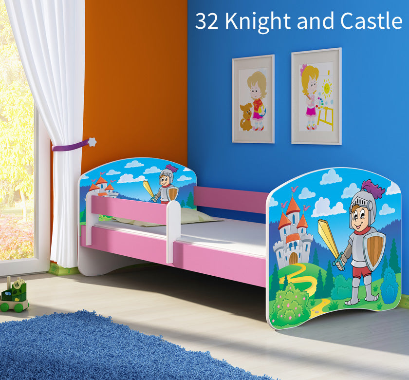 Dječji krevet ACMA s motivom, bočna roza 160x80 cm 32 Knight