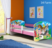 Dječji krevet ACMA s motivom, bočna roza 140x70 cm 34 Farm