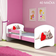 Dječji krevet ACMA s motivom, bočna roza 140x70 cm 40 Mačka
