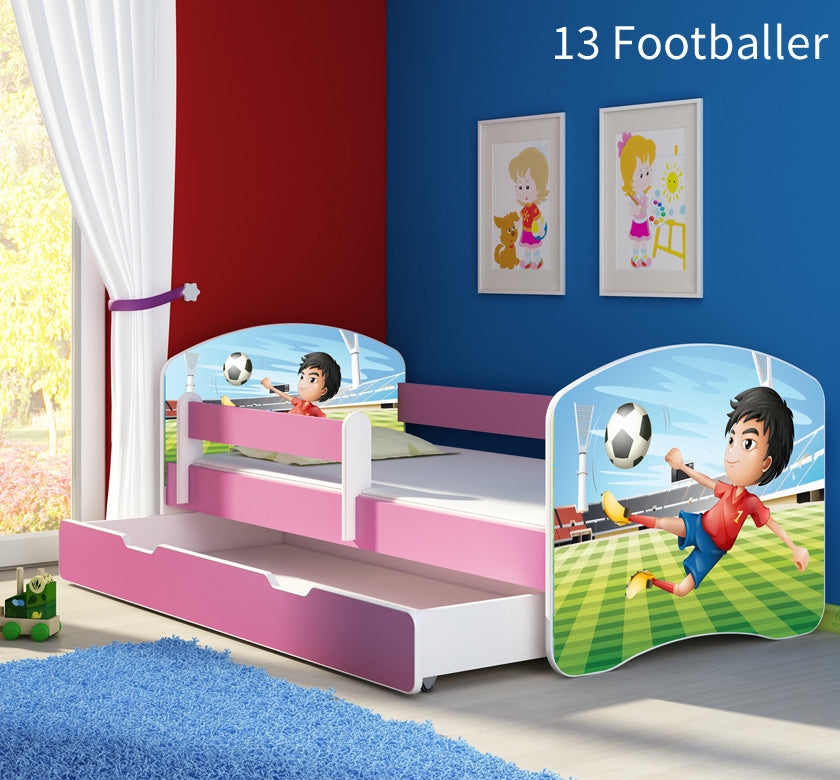 Dječji krevet ACMA s motivom, bočna roza + ladica 180x80 cm 13 Footballer