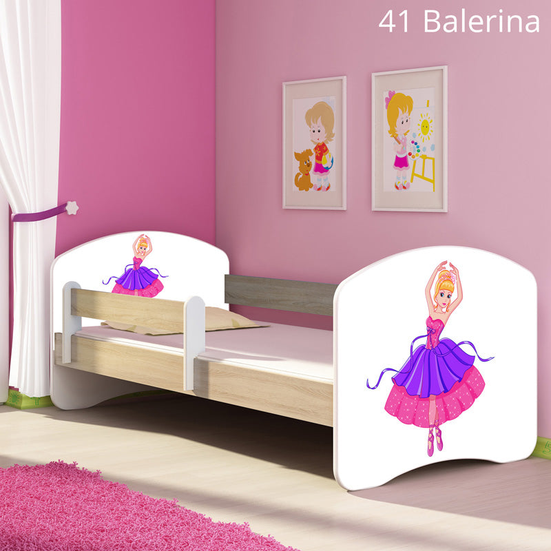 Dječji krevet ACMA s motivom, bočna sonoma 140x70 cm 41 Balerina