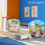 Dječji krevet ACMA s motivom, bočna sonoma + ladica 160x80 cm 36 Vatrogasci