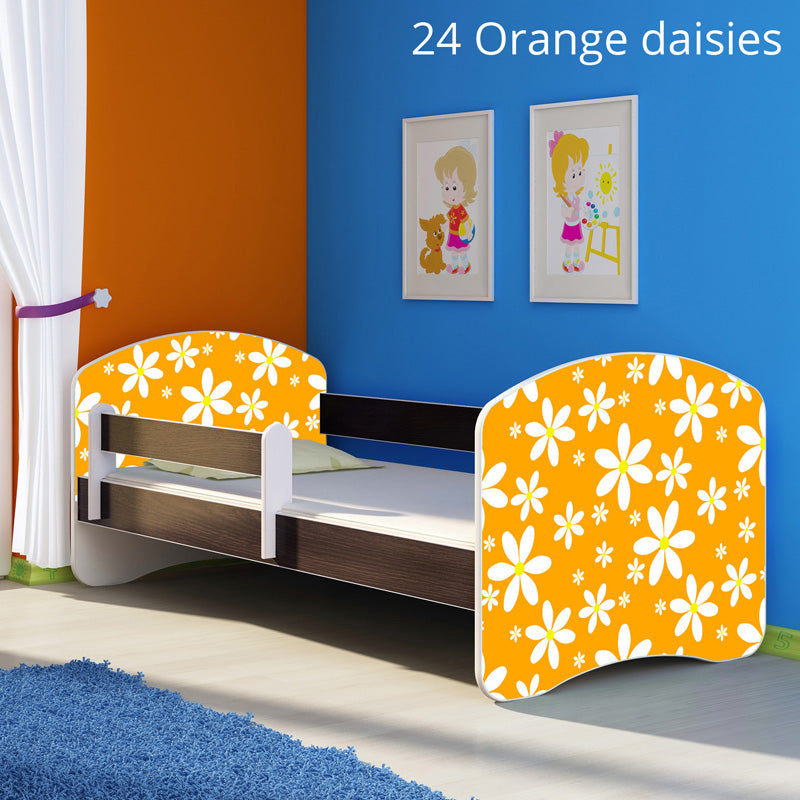 Dječji krevet ACMA s motivom, bočna wenge 160x80 cm 24 Orange Daisy